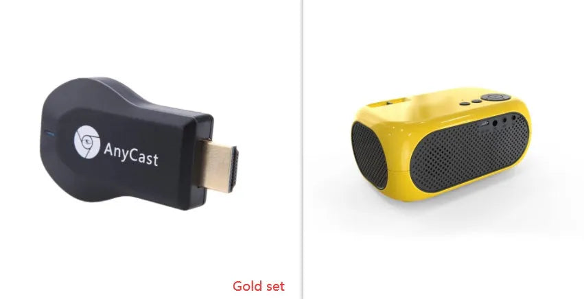 M24 micro mini portable LED projector in gold or white colour with 1080p compatibility
