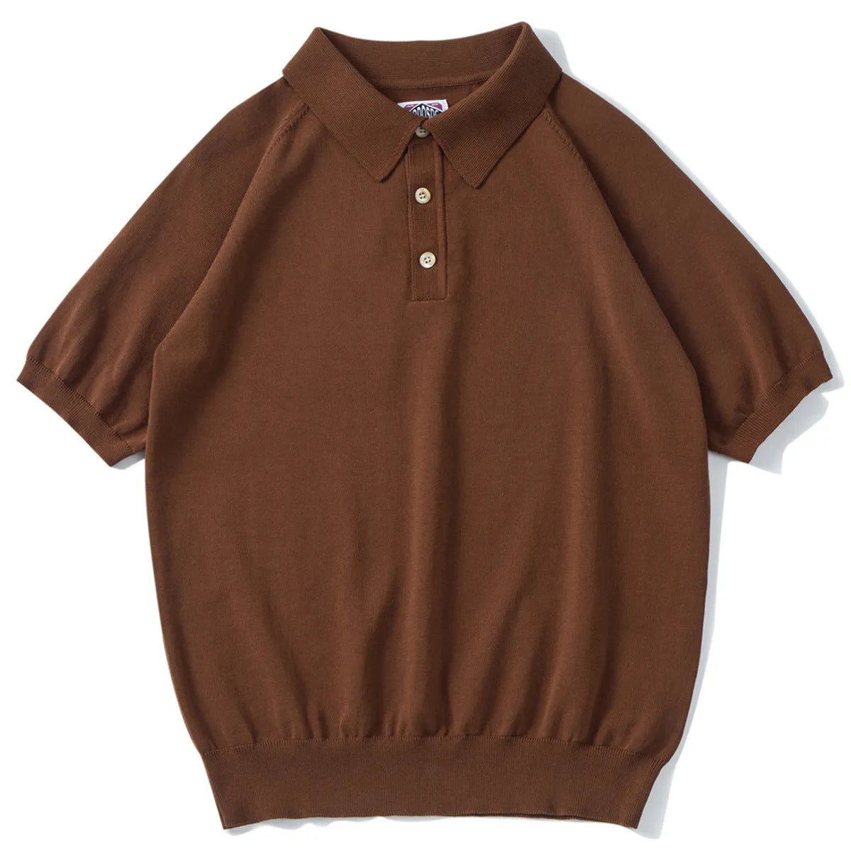 Retro slim fit cotton short-sleeved T-shirt in dark brown, shown flat.