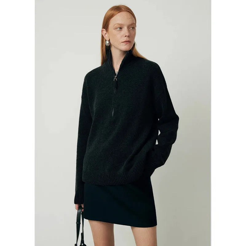 Wool loose lapels bandage dress in black solid colour with long sleeves