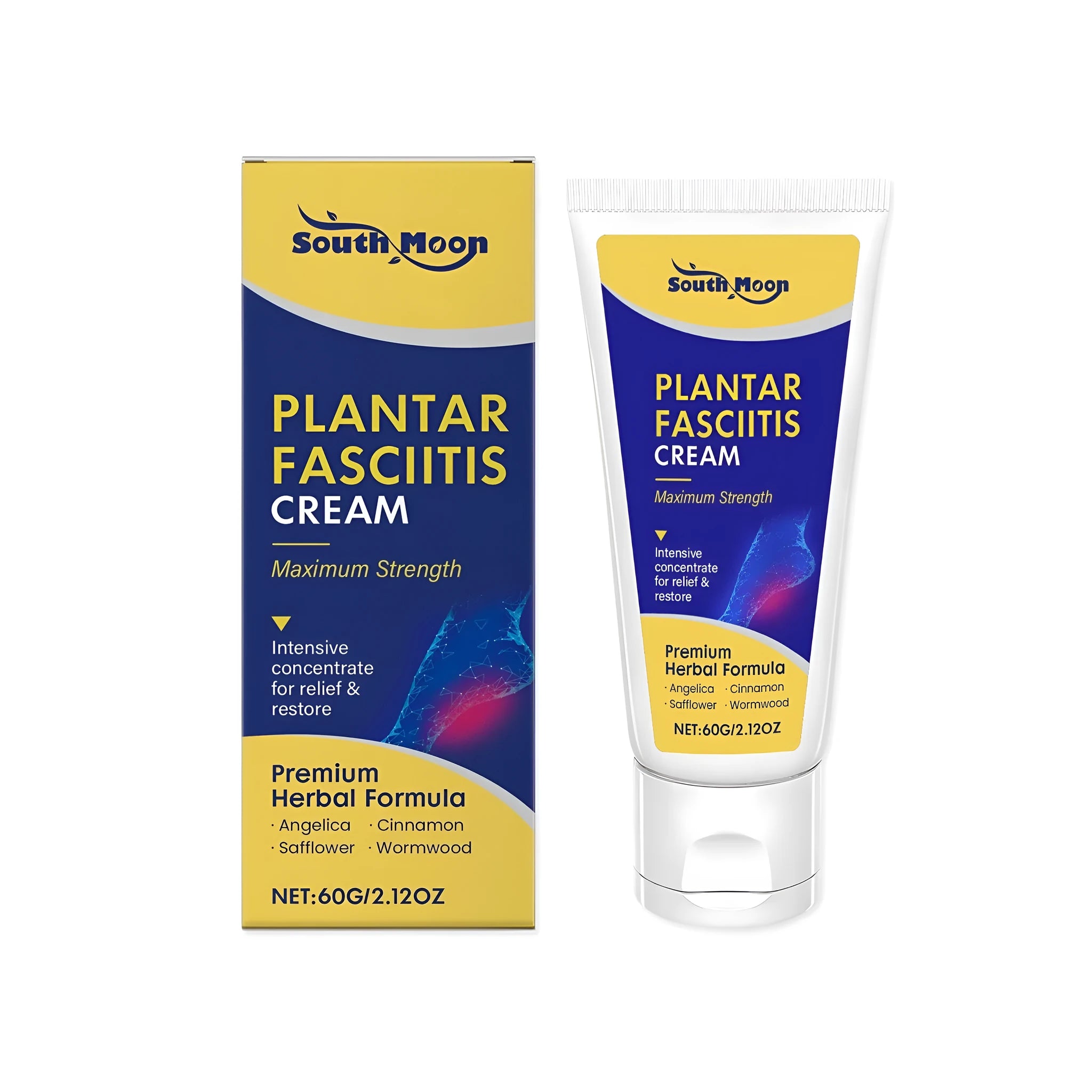 60g tube of foot relief cream with natural botanical ingredients including mint.