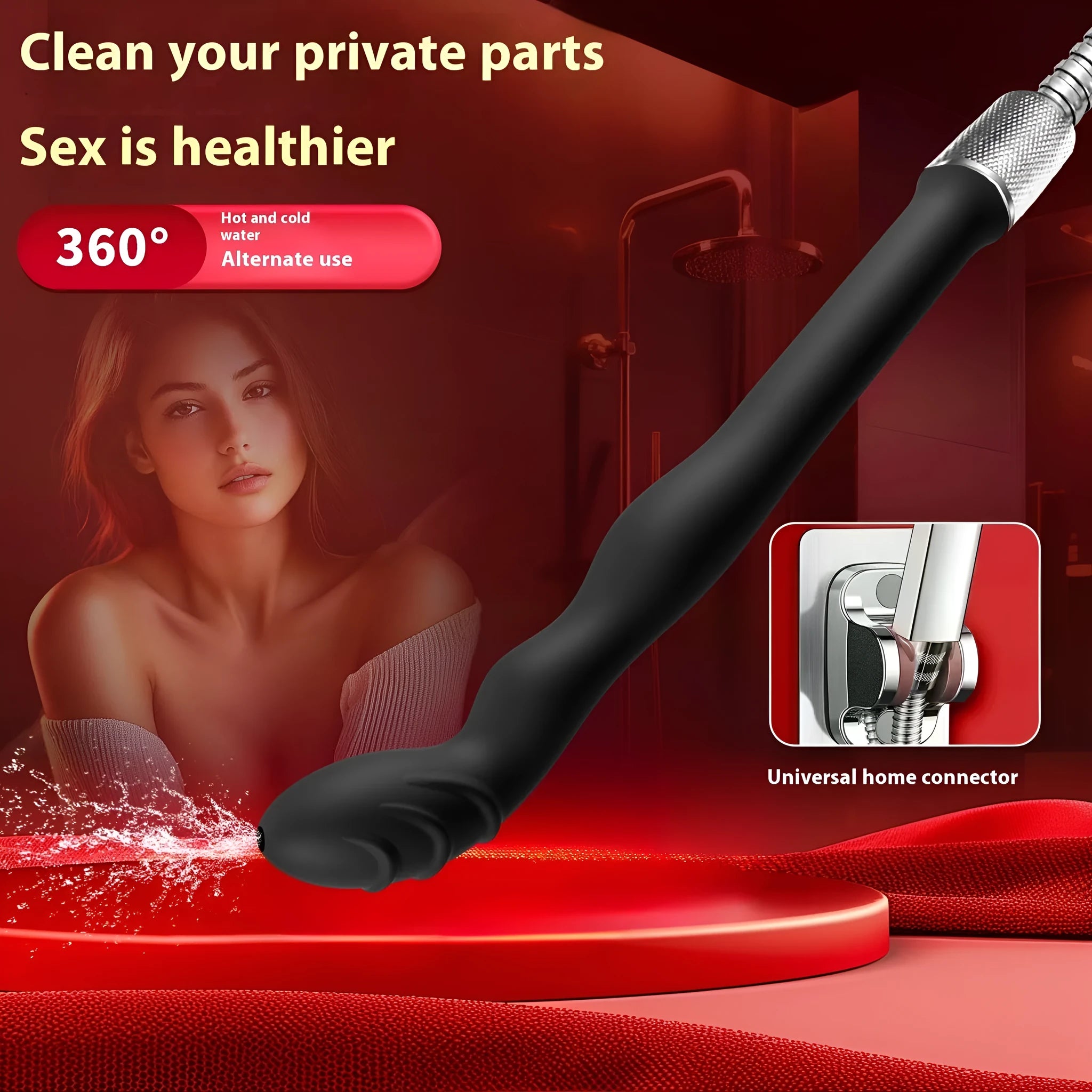 Black silicone enema hosepipe flusher for cleaning sausage filler machines and food-grade hoses