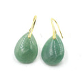 Geometric water drop shaped crystal earrings available in multiple colours including amethyst and pink crystal.