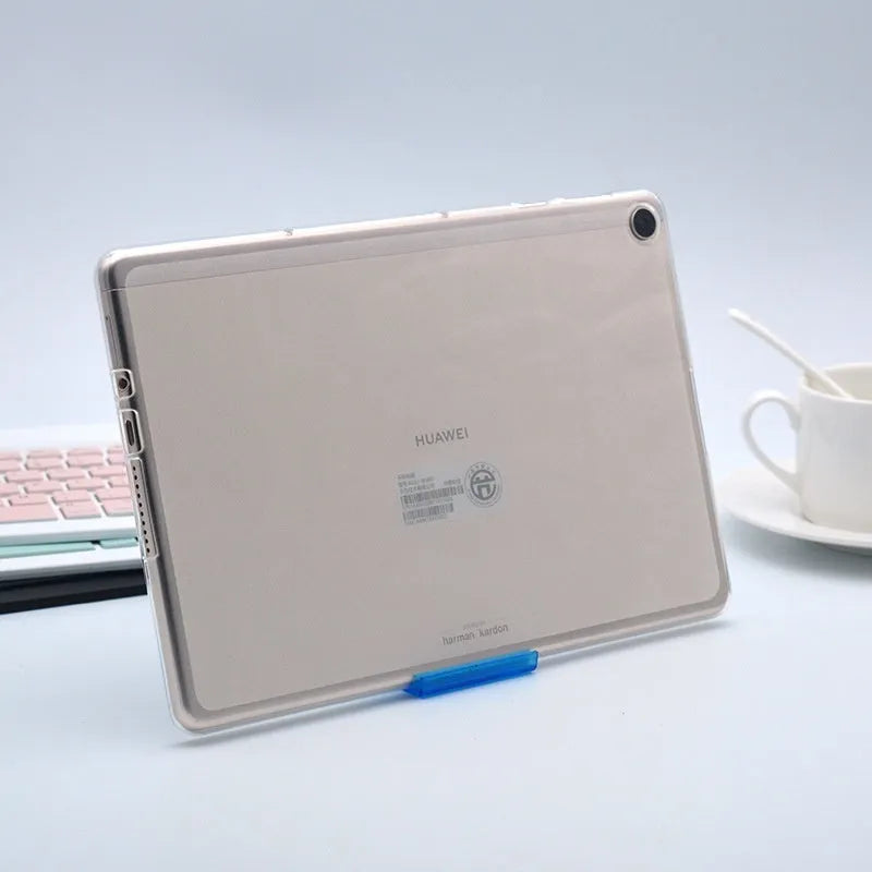 Clear transparent ultra-thin silicone tablet protective case showing device through material