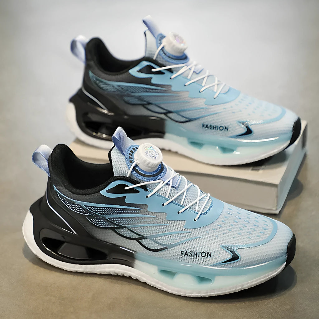Youth low-top sneakers with shock absorption rotating button in mesh or leather options