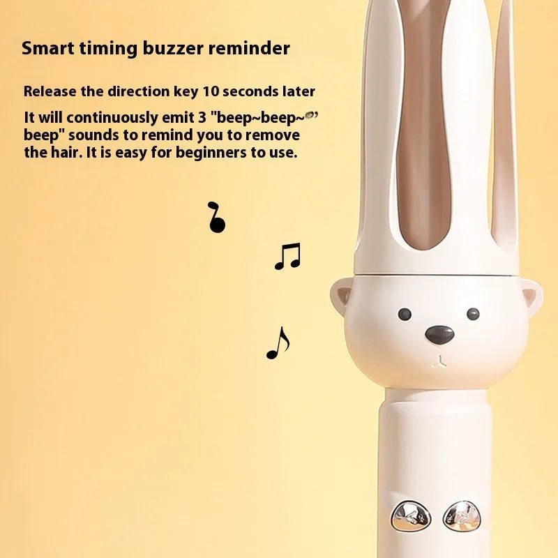 Beige automatic hair curler with negative ion technology and hair stick accessory