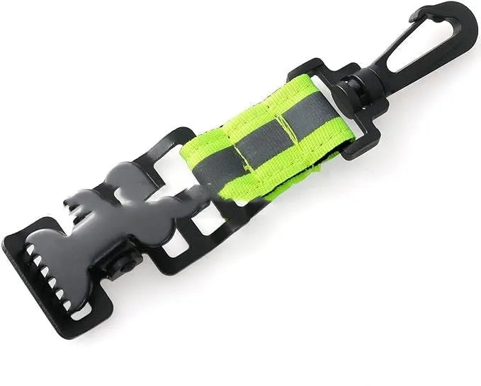 Fluorescent green metal safety clamp with reflective tape for fireman gloves