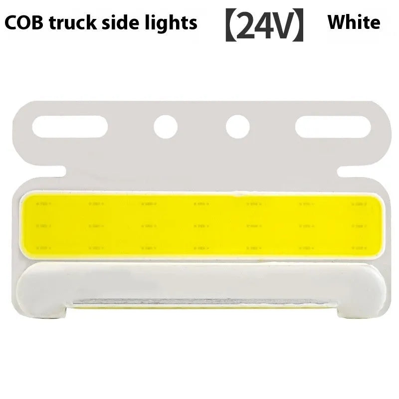 Waterproof COB LED truck side light in aluminum alloy housing available in red white yellow green blue for 12V 24V vehicles