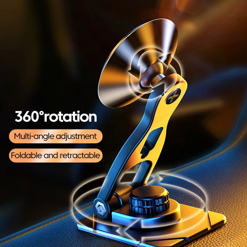 Telescopic folding car phone holder with magnetic suction installation on instrument panel