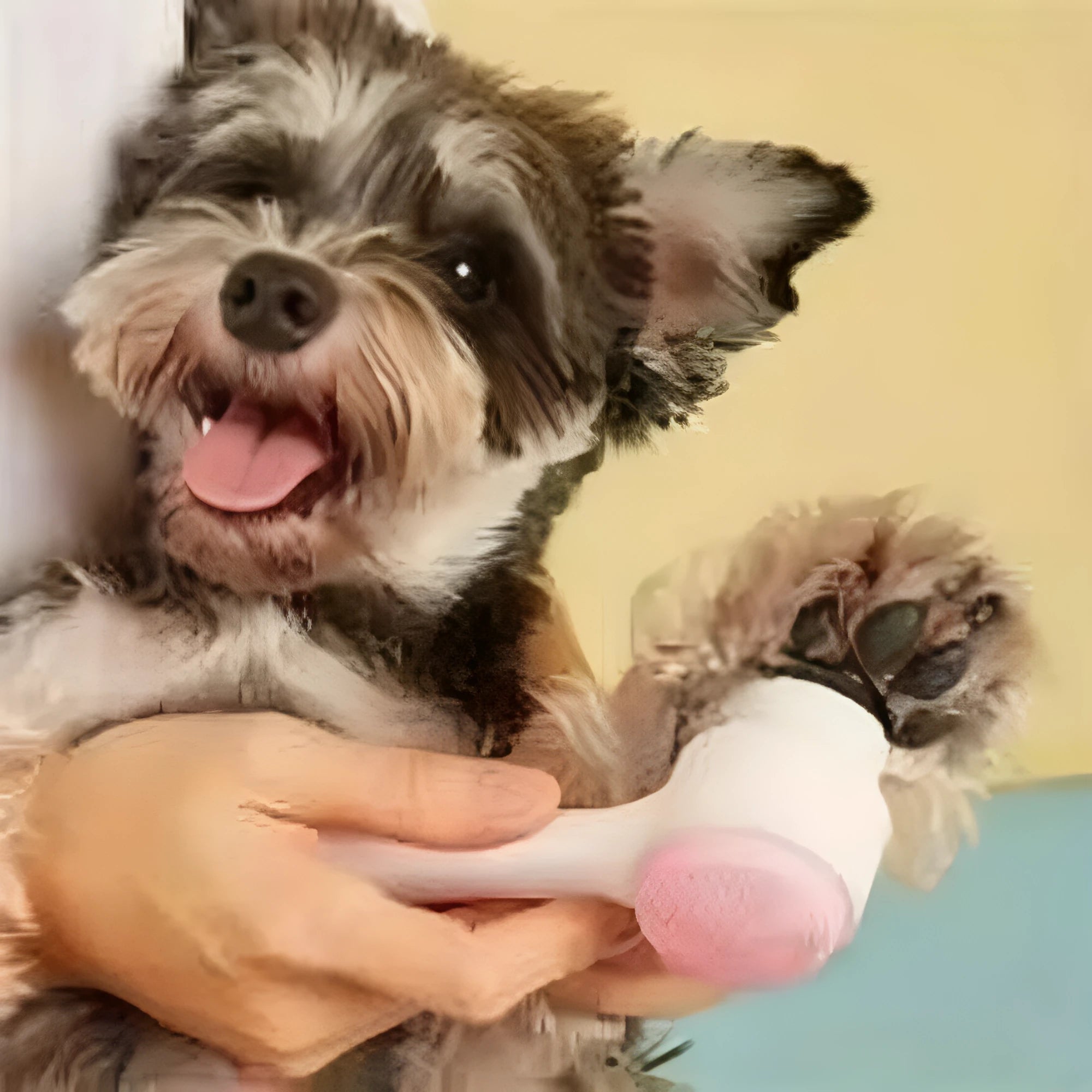 Blue nylon pet paw brush with multiple brush heads for dog and cat grooming