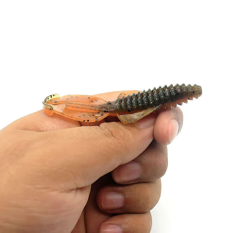 PVC soft plastic fishing lure shown in two sizes, 8cm and 12cm, with a selection of twelve different colour variations.
