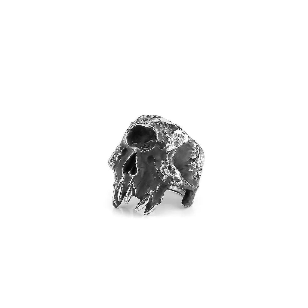 Electroplated alloy ring with one-eyed skull design in retro punk style