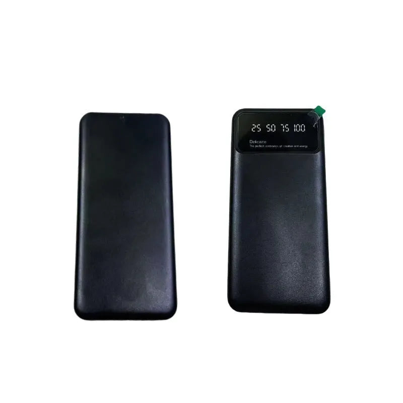 Black ultra-thin power bank with 10000mAh capacity showing fast charging capability