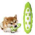Green and purple biting-resistant meat-scented dog toy shown in large and small sizes for strong chewers