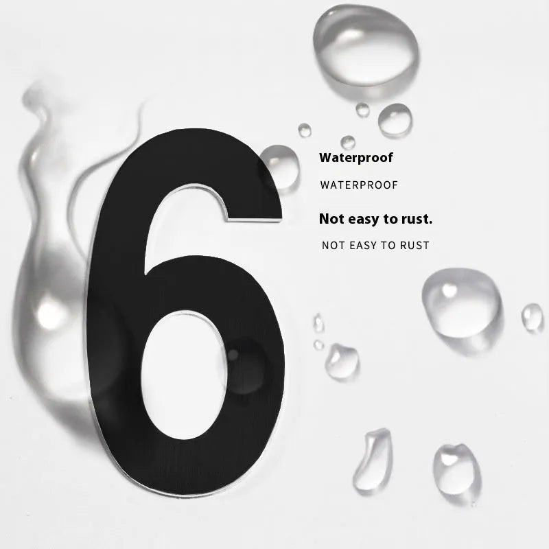 Black stainless steel adhesive house number showing 7.5cm characters with matte finish