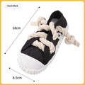 Plastic dog slippers chew toy with sound feature in yellow, black or blue colour options