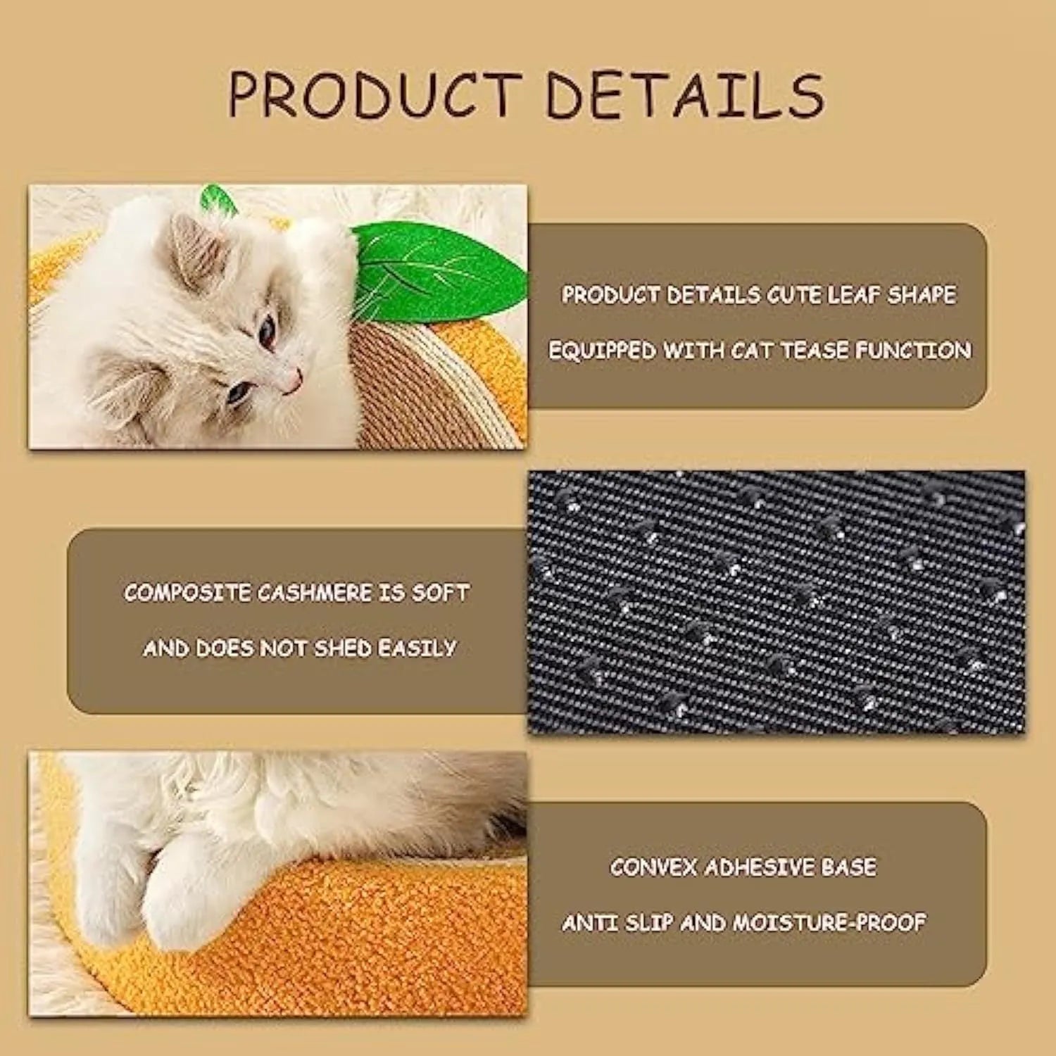 Yellow circular cat scratching board with sisal surface and central sleeping area