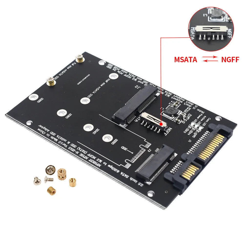 Black and blue SATA3 to M.2 NGFF mSATA SSD conversion adapter card