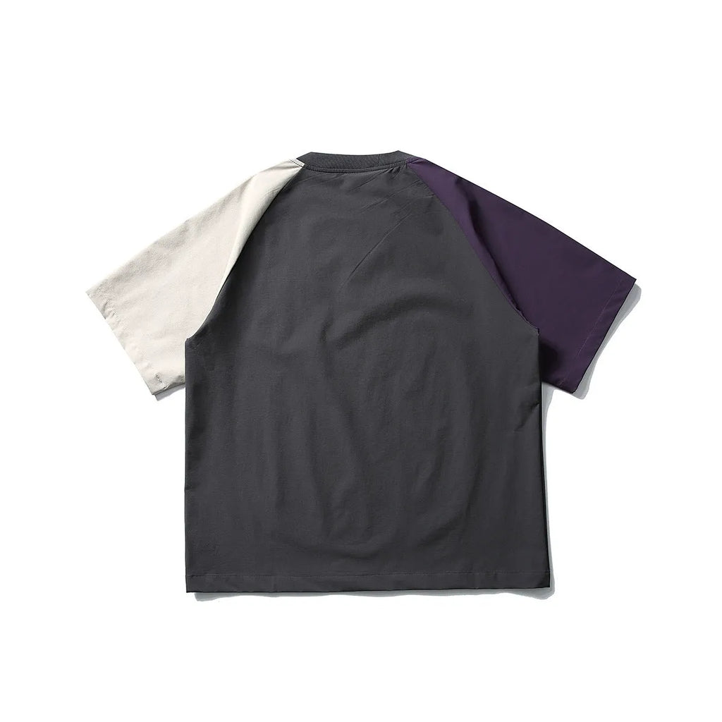Dark grey men's t-shirt with contrasting raglan sleeves and a loose fit.