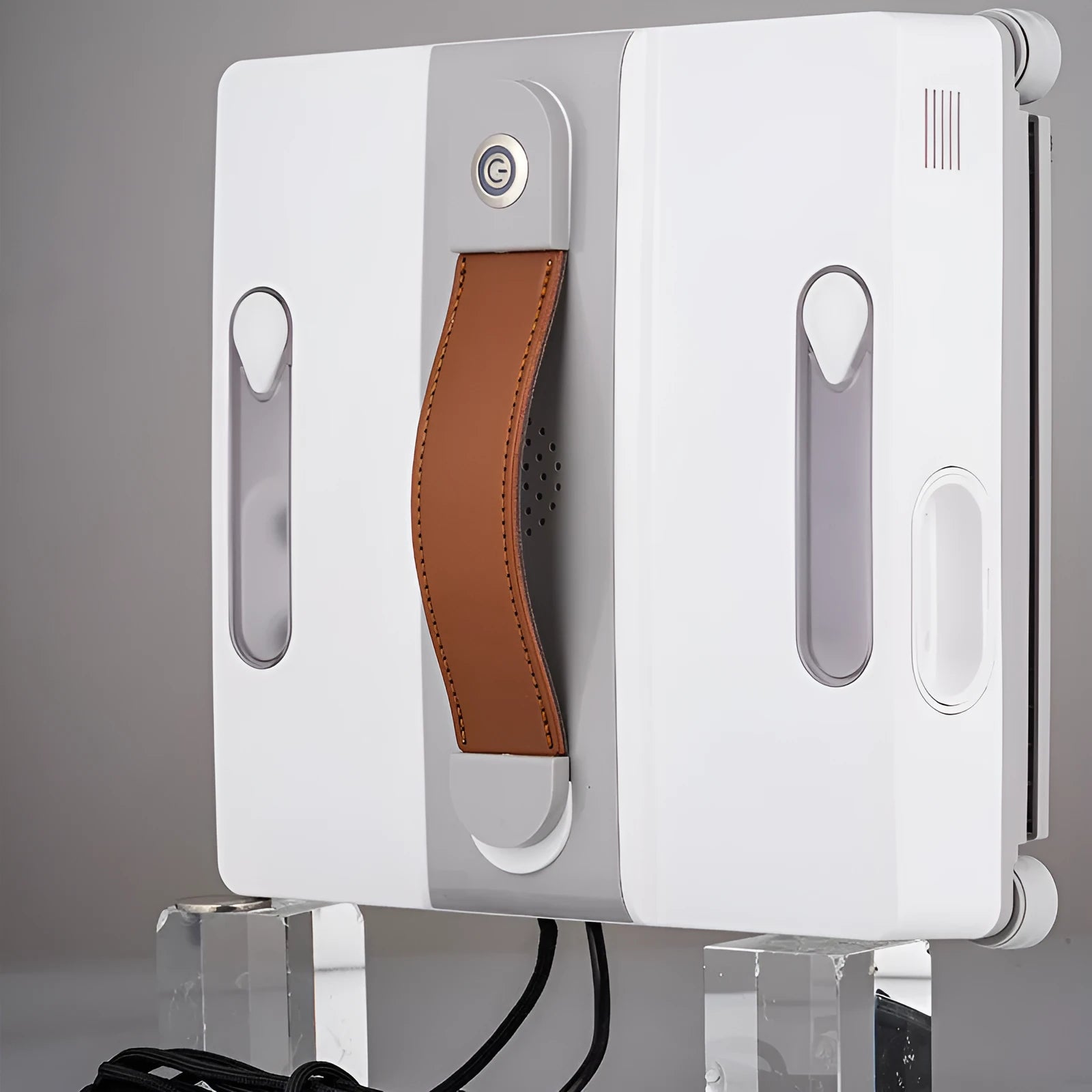 White intelligent window cleaning robot with water spray system for high-rise automated maintenance