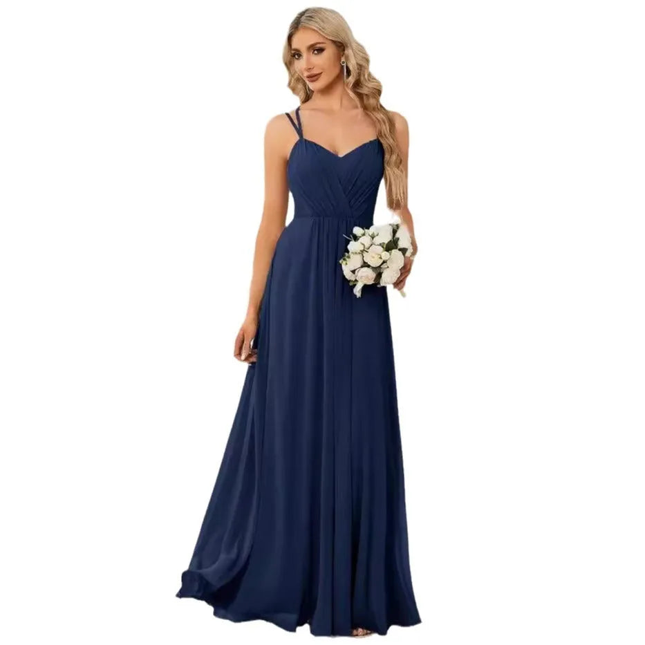 Women's sleeveless A-line pleated long dress in light green colour with sling neckline