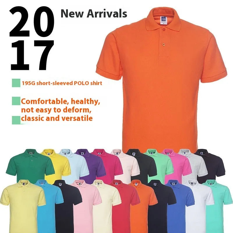 Short sleeve polo shirt in solid colour with loose plus size fit on hanger