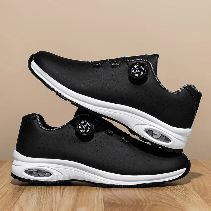 Low top casual shoes in black mesh with cross shoulder straps and white composite sole