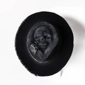Handmade wool felt skull hat with conical crown in skull hat colour