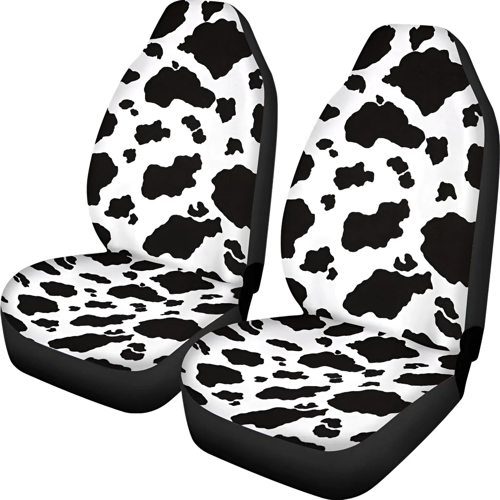 Retro cow spot leopard print pattern on a universal fit polyester car seat cover set