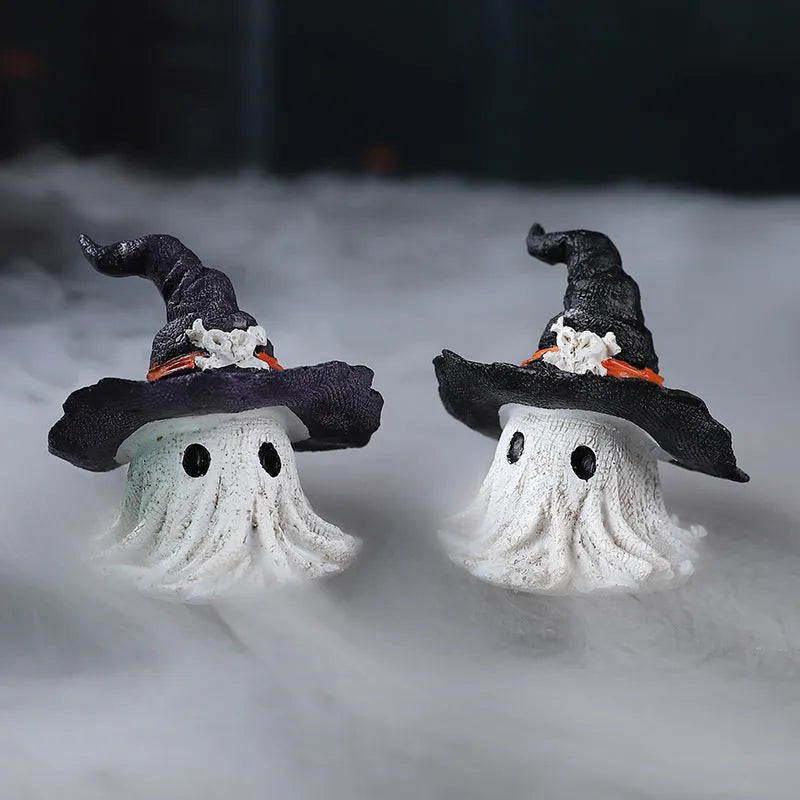 A purple resin wizard hat ornament for Halloween and Christmas decoration.