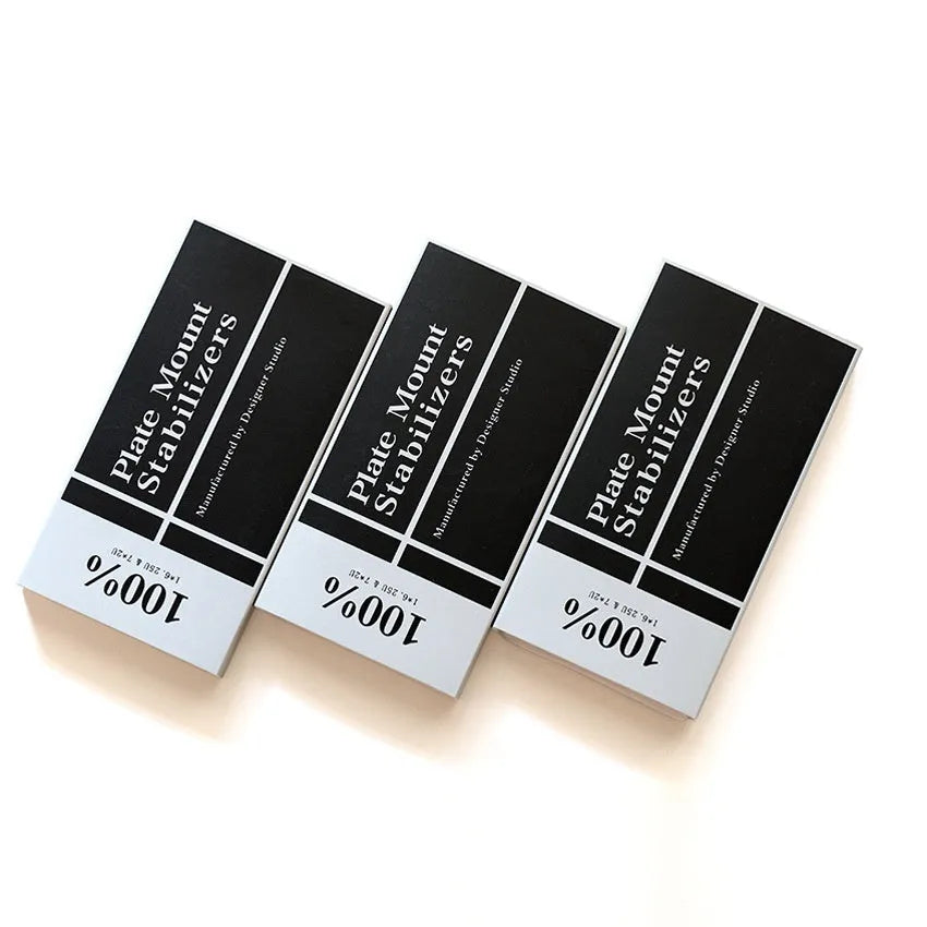 Mechanical keyboard stabiliser kit showing black and milky white stabiliser components with 6.25U and 7U satellite axes