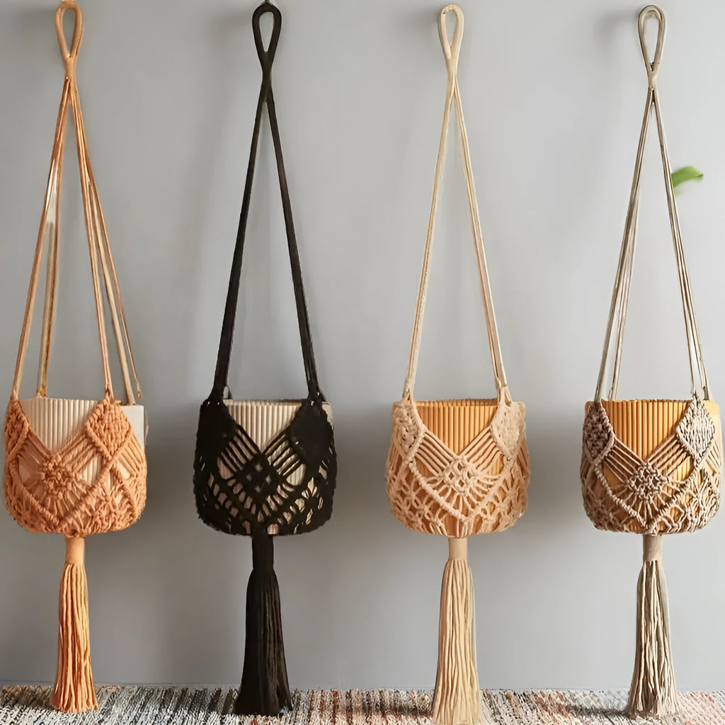 Hand-woven minimalist flower pot in polyester cotton available in seven colours