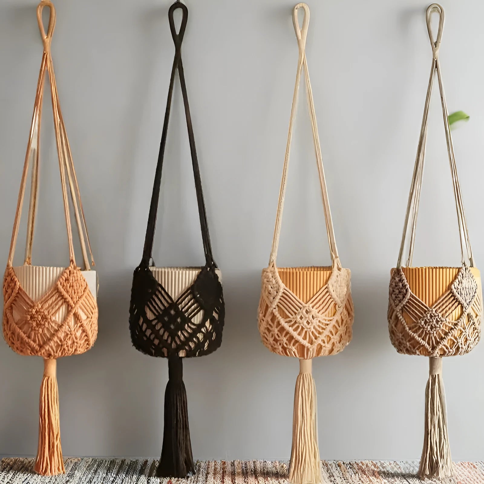 Hand-woven minimalist flower pot in polyester cotton available in seven colours