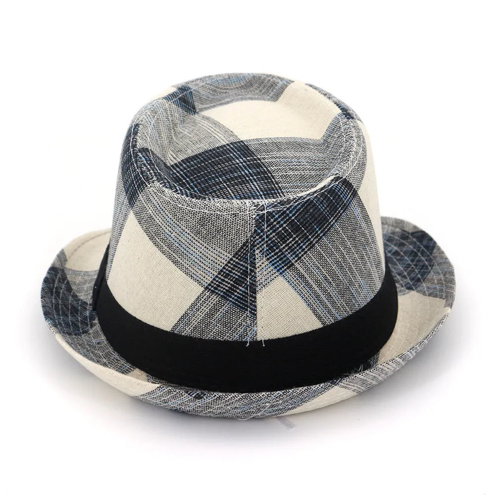 Blue and black polyester sun hat with bell crown and 4.5cm brim for outdoor sun protection