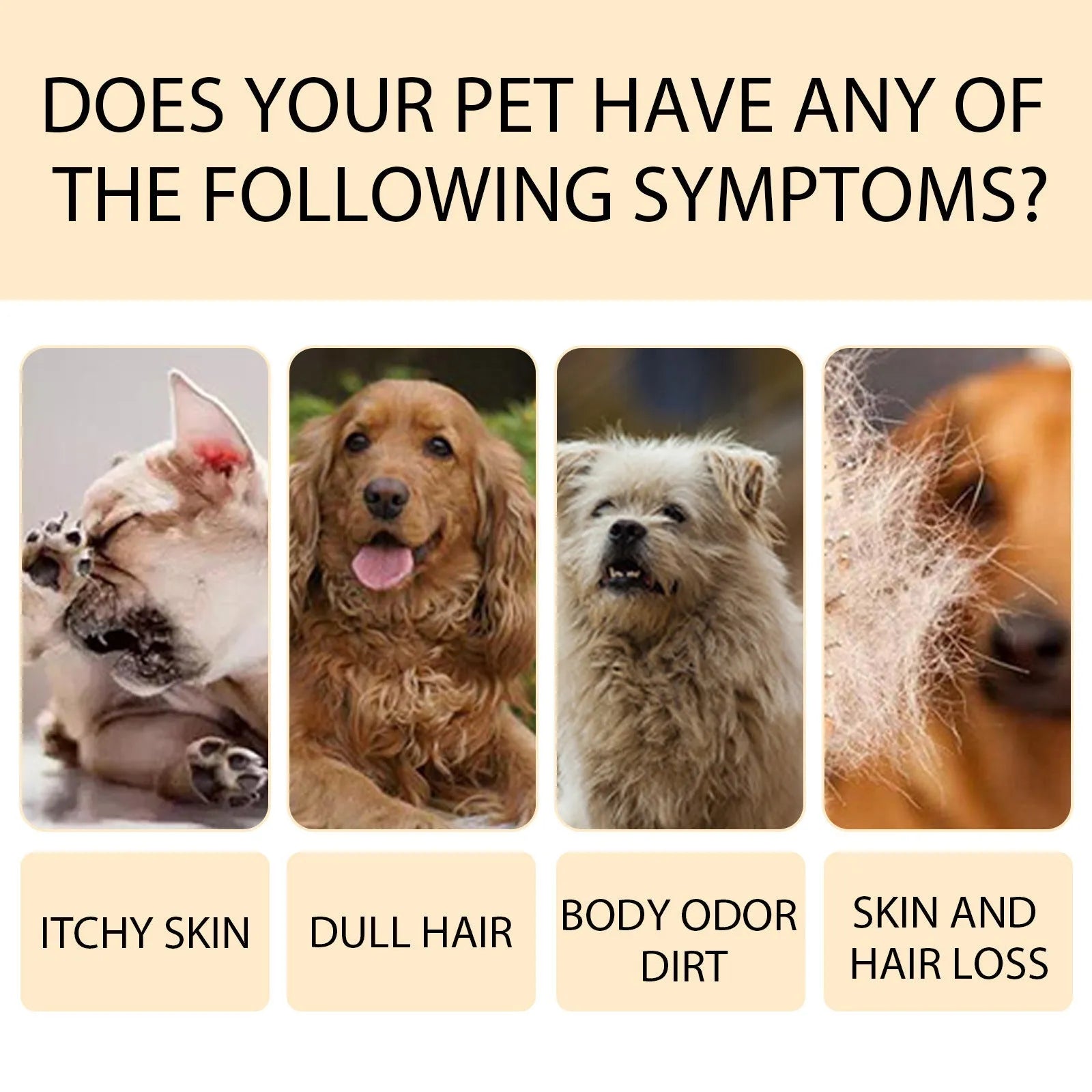 Pet shampoo bottle for dogs and cats in 100ml and 300ml sizes