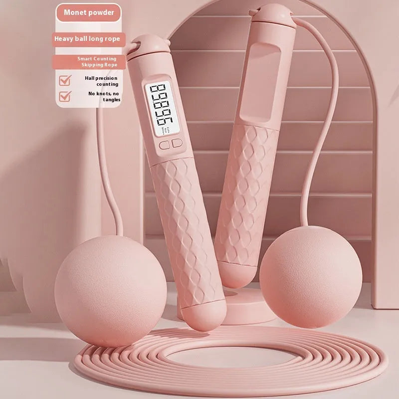 Fitness jump rope with ABS plastic handles and a bearing mechanism, shown in a selected colour from the available range.