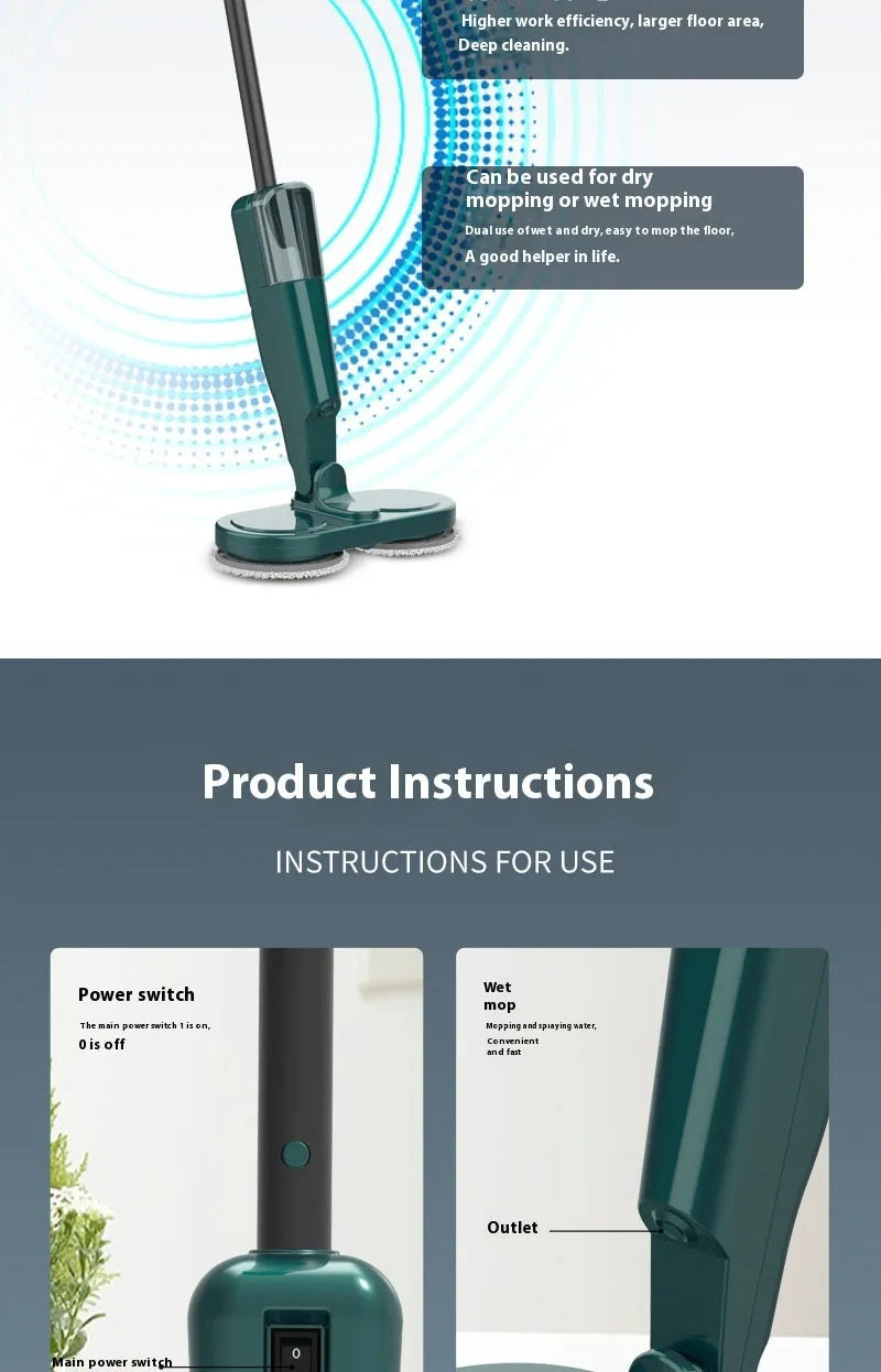 S5 Green and S5 White wireless sweeping and mopping all-in-one machine with USB charging cable.