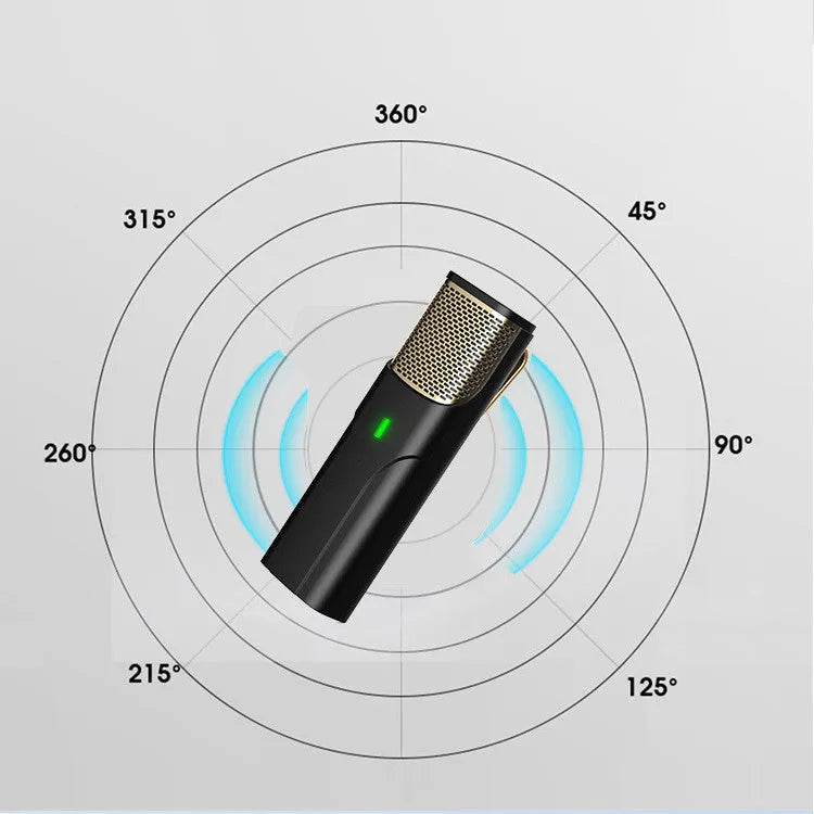 Black wireless lavalier microphone with Type-C cable for live broadcasts and video recording