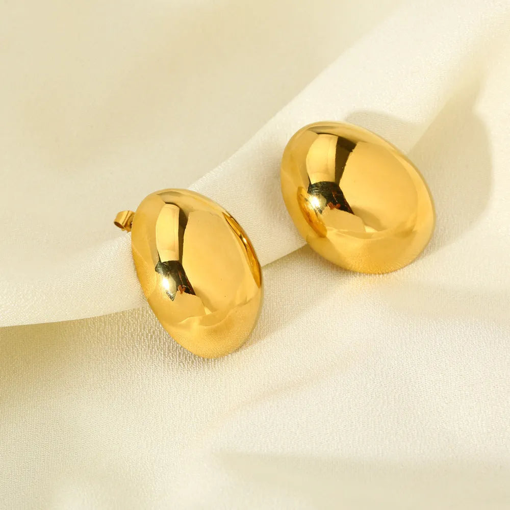Geometric line ear studs with exaggerated glazed surface and 18K electroplated finish