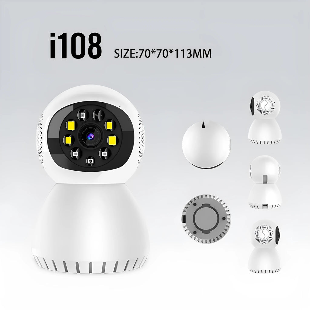 White dual-frequency wireless security camera with 1080p resolution and 12mm lens for home monitoring