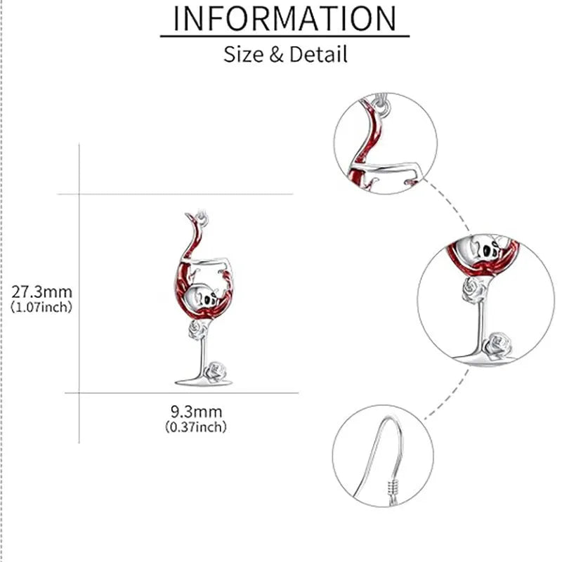 Halloween skull wine glass drop earrings with electroplated zinc alloy construction and geometric shapes