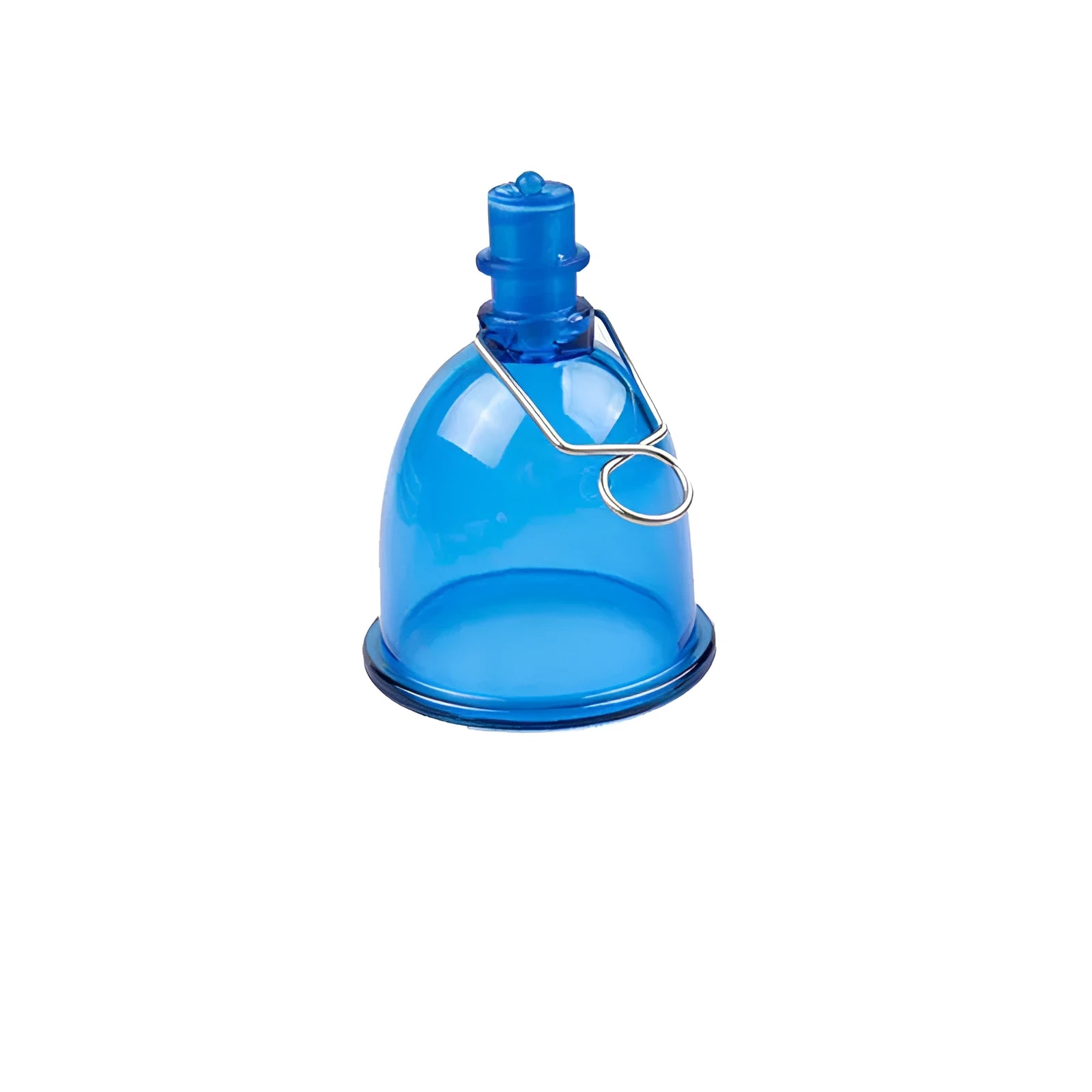 Blue silicone men's stretch exerciser cup shown in three size options S, M, L