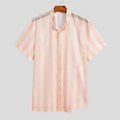 Men's pink waffle texture summer shirt in loose fit cardigan style