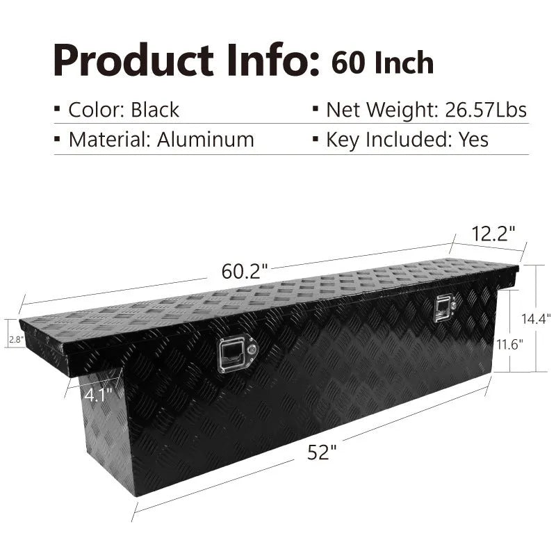 26-inch black aluminium alloy professional toolbox with T-casting design