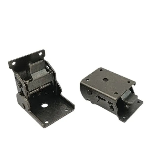 Furniture foot folding hinge showing 0-90 degree adjustment mechanism in electroplated finish