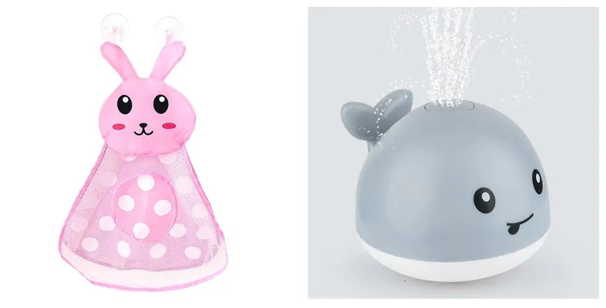 Automatic electric whale bath toy spraying water with flashing coloured lights