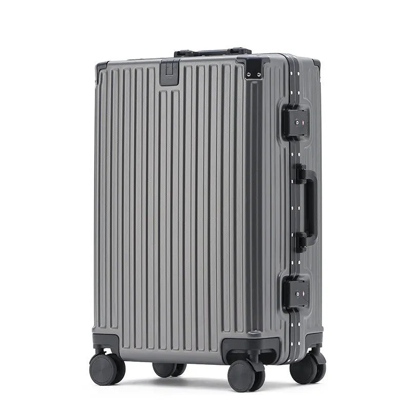 Aluminium frame luggage case in ABS PC material with universal wheels and organisational compartments
