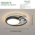 Nordic style ceiling fan light with integrated lamp and metal blades in black or gold finish.