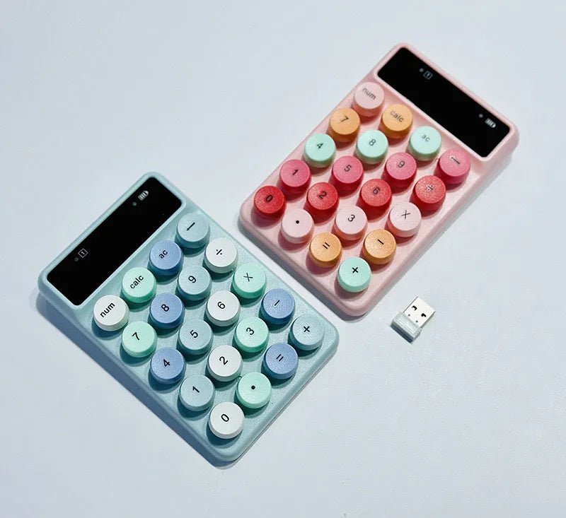 Mini portable wireless Bluetooth keyboard with mechanical-style keys in mixed colours