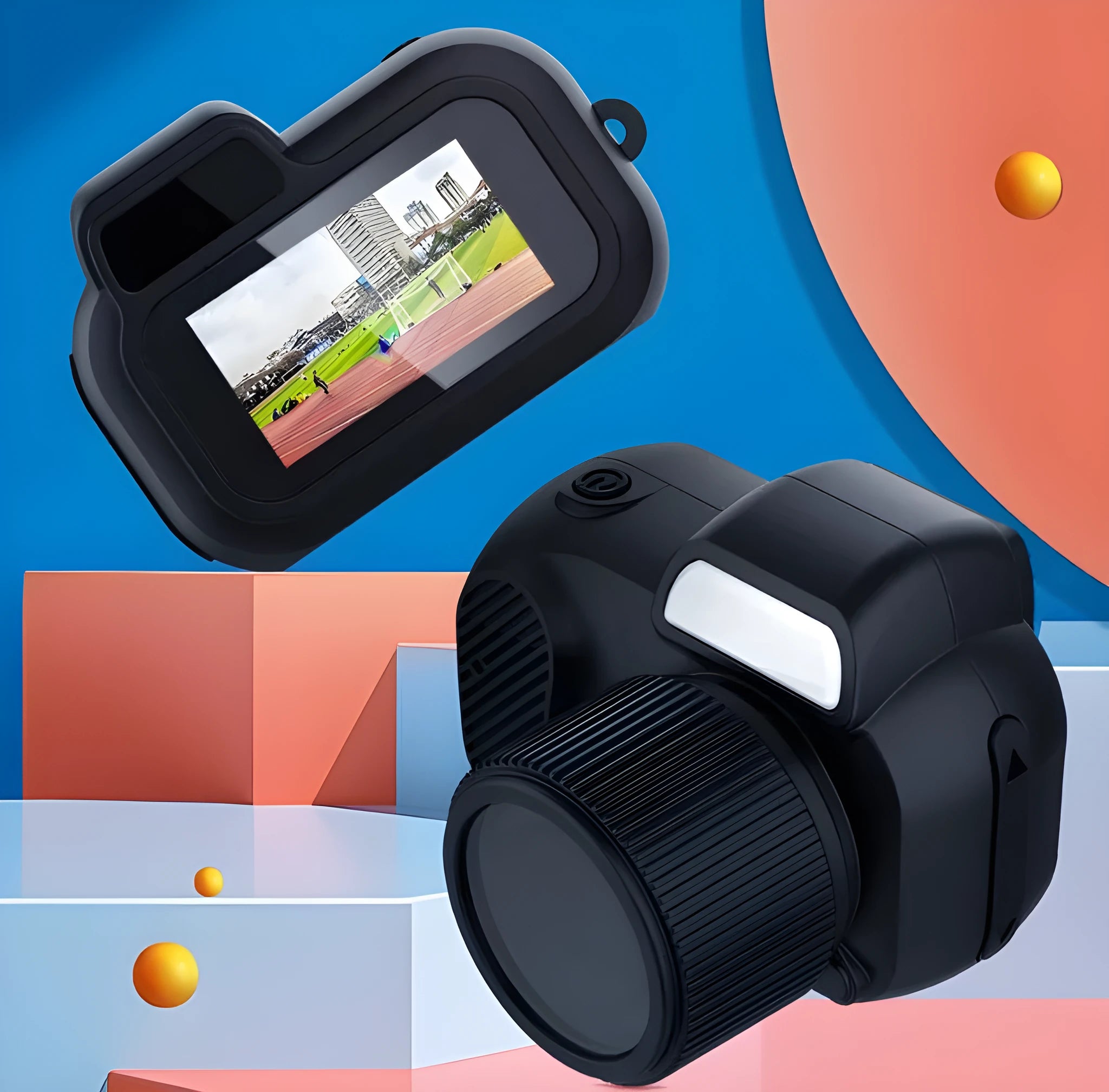 Black Y3000 HD outdoor sports camera with display screen, shown with a memory card.