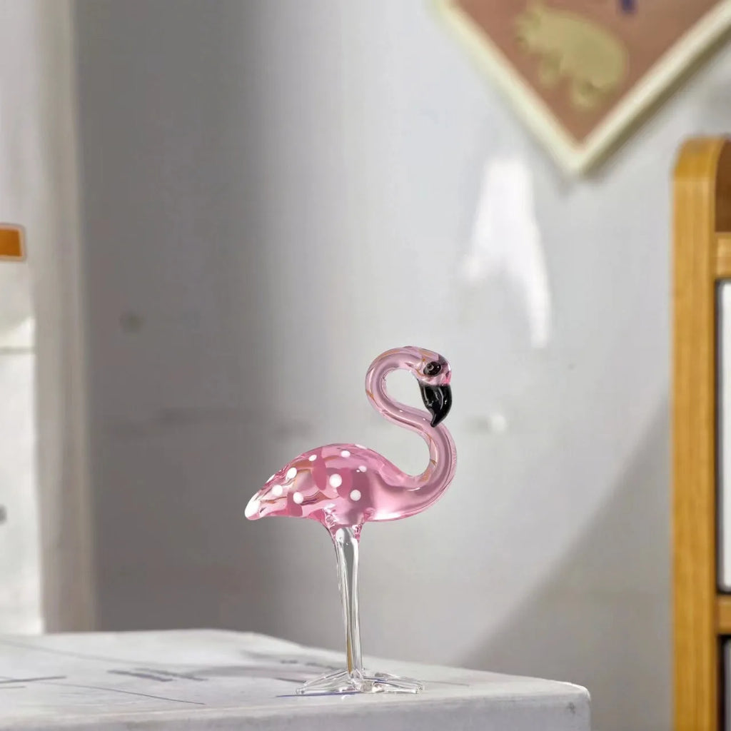 Pink crystal flamingo decorative ornament for home table display